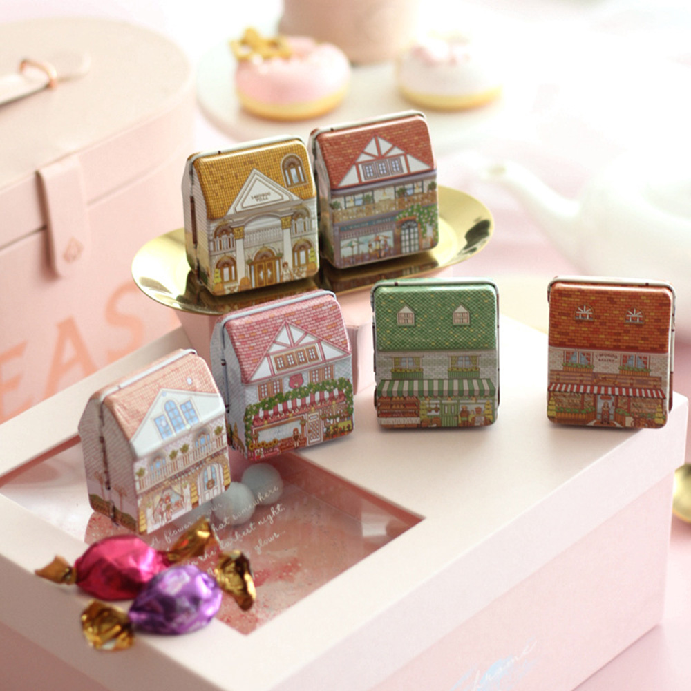 6Pcs Mini House Shaped Tin Box - Tin Container Lid 评论和价格