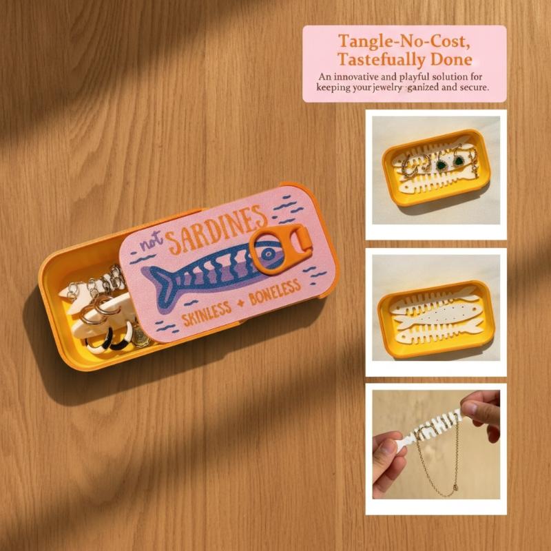 Sardine Tin Jewelry Box 3D Pri - Tin Container Lid 评论和价格